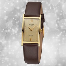 Armbanduhr Leder dunkelbraun Damen Uhr Analog Regent Lederarmband URF1509