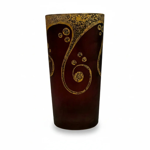 Glasvase oval weinrot gold - oval,