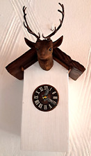 Moderne Hirschkopf Holz-Kuckucksuhr Römischen Ziffern Deko Wanduhr weiß rustikal