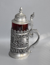 Alter Zinn / Glas Bierkrug