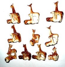 ♥10x Bastelbedarf Reh mit Rehkitz aus Keramik 10 Dekofiguren süße Geschenkidee ♥