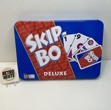 SKIP BO DELUXE Spiel Blau Rot in Metalldose Mattel 2006 Komplett Wie Neu