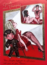 AK Krampuskarte-Krampus-Erotikakarte-Künstlerkarte-Farblitho-nicht gelaufen