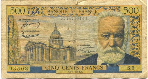 Frankreich billet 500 francs - frankreich,,