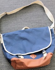 Umhängetasche Collegetasche Blau Beige passend für Laptop