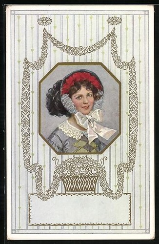 Ansichtskarte frauenportrait - ansichtskarte,