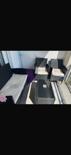Polyrattan lounge set schwarz - set,