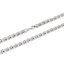 Königskette flach Silber 7 mm - 11 mm und 50 cm - 70 cm - rhodiniert