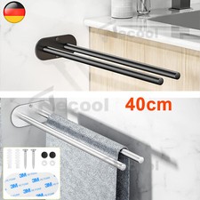 Ohne Bohren 2-armig Edelstahl Handtuchhalter Bad Handtuchstange Wand Halter 40cm