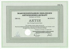 Maschinenfabrik Esslingen AG hist. Aktie 1983 Baden-Württemberg GHH Daimler-Benz