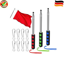 Fahnenstange Teleskop 3 Stück 2m ausziehbar Edelstahl mit Karabiner Camping
