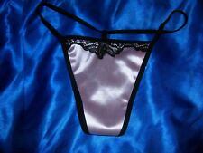 Aufregender Glanz Nylon String m. Spitze rose/schwarz Gr L Stringtanga NEU (d9)