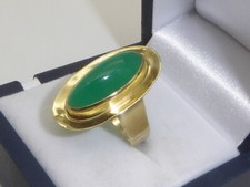 333 Gold Ring 8K Gelbgold Grün Jade Cabochon 4,45 g RG 56 - 17,8 mm 7375