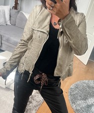 Italy Biker Kunstlederjacke Jacke Leder Optik beige Vintage 36 38 40 blogger