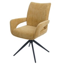 B-Ware Esszimmerstuhl MCW-O78, drehbar Textil Chenille (310g/m²), senfgelb