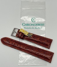 NOS Chronoswiss Brown Crocodile Wristwatch Strap 22mm  Stainless Steel Buckle