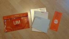 Lufthansa Vintage UM Tasche + Aufkleber + First Class Briefpapier + Umschläge 