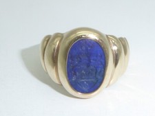 585 Gold Ring 14K Gelbgold 9,37 g Herrenring Achat Wappen RG 67 - 21,3 mm 8476