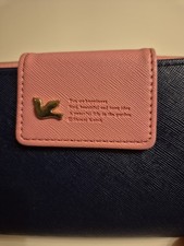 Damen Geldbörse groß mit Reißverschluss Portemonnaie Geldbeutel schwarz und rosa