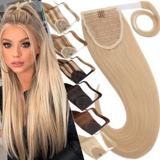 100% Echthaar Ponytail Clip In Human Hair Extensions Pferdeschwanz Zopf Haarteil
