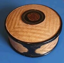 Schatulle Deckeldose Box Schmuckkörbchen geflochten Korb Rattan Einlegearbeit