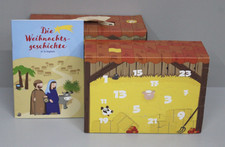 Yoamo Spielkrippe Adventskalender, Spielkoffer für Kinder mit Holzfiguren 24tlg.