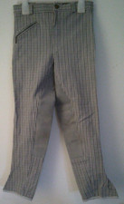 Grau/blau/gelb klein karierte Reithose mit grauer Verstärkung Gr. 140