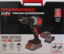Powerworks 24V Akku Schlagbohrschrauber Set  Akkuschrauber 2x Akku+Ladestation