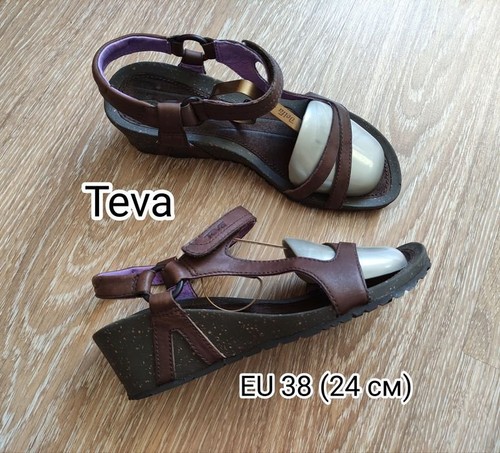 Women teva heels brown - teva, leather