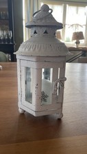 Laterne Metall Shabby Vintage Weiß Gartenlaterne Landhaus  23 x 11 x11