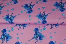Einhorn Diamant Jersey Stoff Stenzo rosa blau Meterware Mädchenjersey türkis