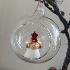 Windlicht- Teelichtkugel Glas  Lauscha  7+ 9 cm zum aufhängen für Weihnachtsbaum