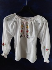 Folklore Bluse Vintage bestickt Stickerei Blumen ungarisch 70er Jahre Gr. 38 40