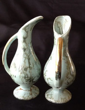 2 x Edle Keramik Vase Krug Vasen Lampenfuß Keramikfuß Türkis Gold ohne Elektro