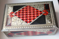 alt Blechdose XOX Biscuitsfabrik 50er Jahre 16cm Füßchen Keksdose Rot Gold mfm