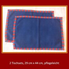 2 Tischsets, pflegeleicht,29 cm x 44 cm, blau, dunkelblau, Blumen,Set,Platzset