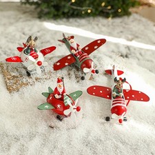 Premium Eisen Flugzeug Christbaum Anhänger Weihnachtsmann Dekoration Ornament