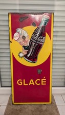 Original 50er Jahre Coca Cola Emaille Schild / Blechschild, Cola Boy, Reklame