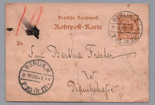 Deutsches reich rohrpost karte - deutsches,