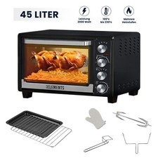 Minibackofen Drehspieß  AirFryer 45L/2000W Edelstahl Griff  Mini Ofen Pizzaofen