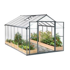 8,59m²-ALU Gewächshaus Treibhaus Frühbeet Pflanzenhaus mit Fundament - Doppeltür