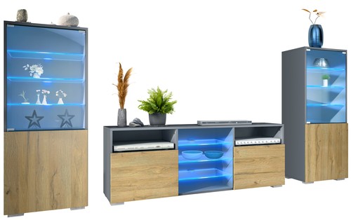 Wohnwand lowboard vitrine - lowboard,