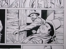 Comic Originalzeichnung BONANZA (Bastei Verlag) wilde RAUFEREI mit HOSS++Ugh!!!!