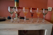 Bleikristall Römergläser, Hofbauer 24 % Bleikristall, 6 Stück bunte Weingläser..