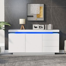 LED Sideboard Hochglanz Kommode Standschrank 3 Schubladen Schrank Anrichte