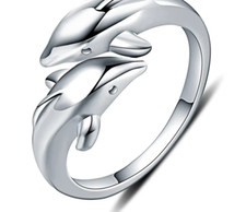 Ring Größenverstellbar Frauenring Damenring versilbert 925 Delfin Tier Geschenk