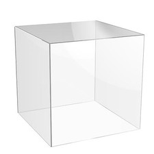 Acryl Würfel Shop Vitrine Ständer Quadratisch 5-seitig Box Klar Perspex Etui Halter