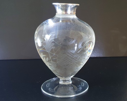 Glas vase graviert 925er - vase,