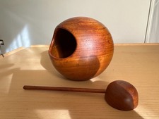 SOWE KONST SWEDEN TEAK NUT SALT BOWL SCULPTURE VINTAGE 1960s SCANDINAVIAN