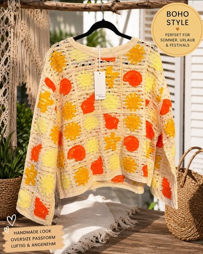 Oversize häkelpullover boho - oversize,
